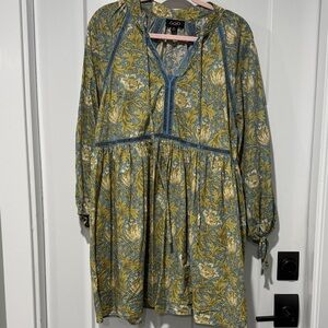 GiGiO Blue and Yellow Fall Floral Dress
